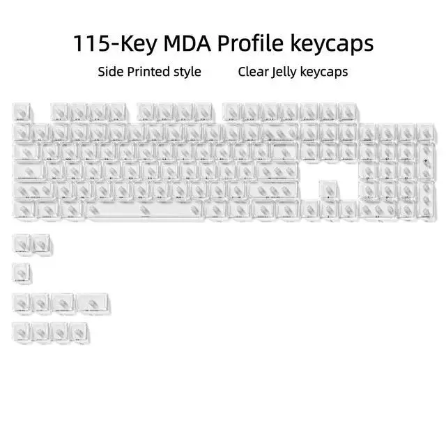 Alt view image 2 of 7 - Womier Clear keycaps,Transparent Keyboard keycaps,Jelly Key caps Set,Shine Through keycap,MDA Profile Keyboard caps for Mx Switches Mechanical Keyboard(White,Side Printed)