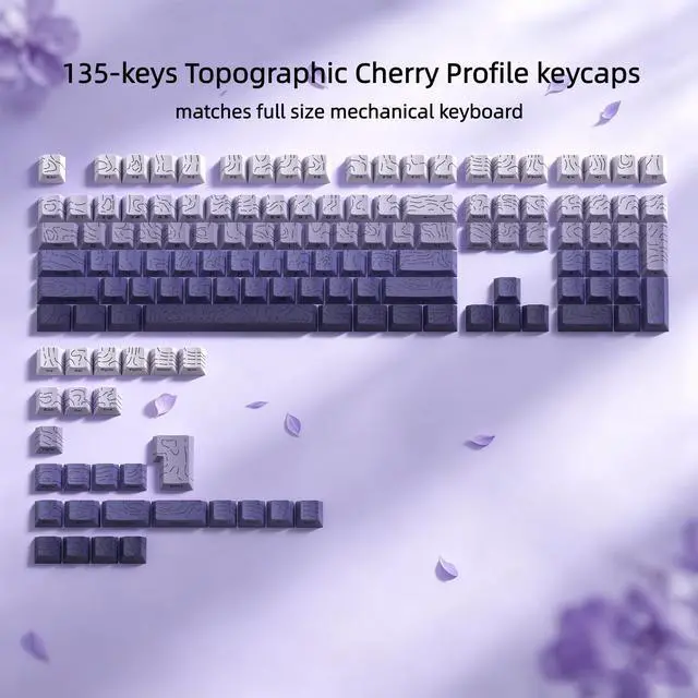Alt view image 2 of 6 - Womier Lavender Purple keycap Sets,Line Backlit,Shine Through Keyboard Key caps,Side Printed,Cherry Profile keycaps for Mechanical Keyboard, Compatible with ANSI/ISO,TKL, Full-Sized Layout