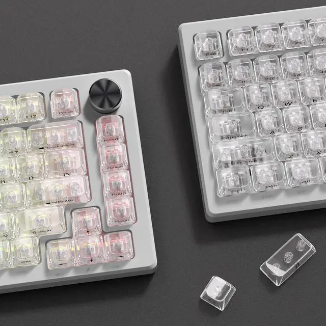 Alt view image 3 of 7 - Womier Clear keycaps,Transparent Keyboard keycaps,Jelly Key caps Set,Shine Through keycap,MDA Profile Keyboard caps for Mx Switches Mechanical Keyboard(White,Side Printed)