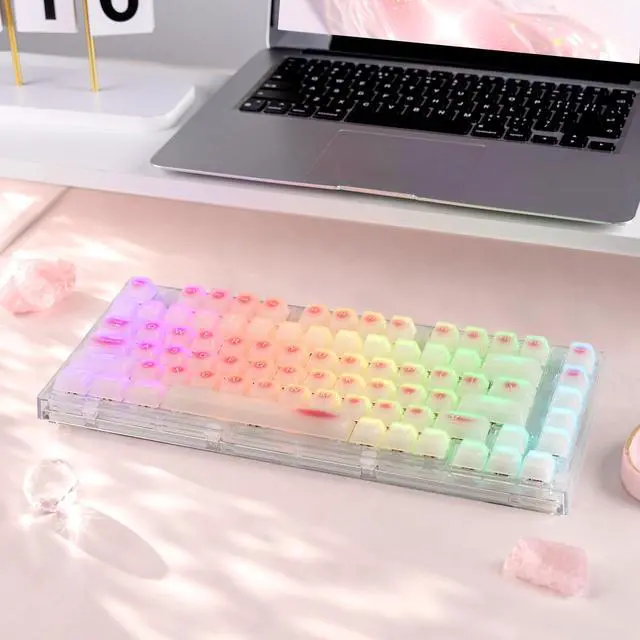 Alt view image 5 of 7 - Womier Beige Jade keycaps Clear, Translucent Jelly PC Keyboard caps,Frost Shine Through keycap Set,115-keys Cherry Profile Custom keycap for 60% 65% 75% 100% Cherry Gateron MX Mechanical Keyboard