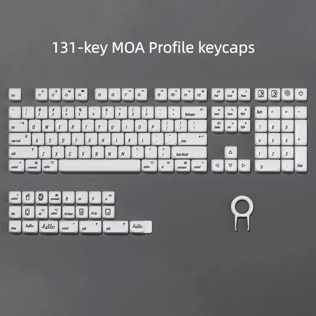 Alt view image 2 of 7 - Womier White PBT Keycap Set,Glossy Custom Keycaps Ceramic Style, Dye Sublimation Keyboard Key caps 131-key,MOA Profile Keycaps for 100% 75% 65% 60% TKL US Layout Mechanical Keyboard