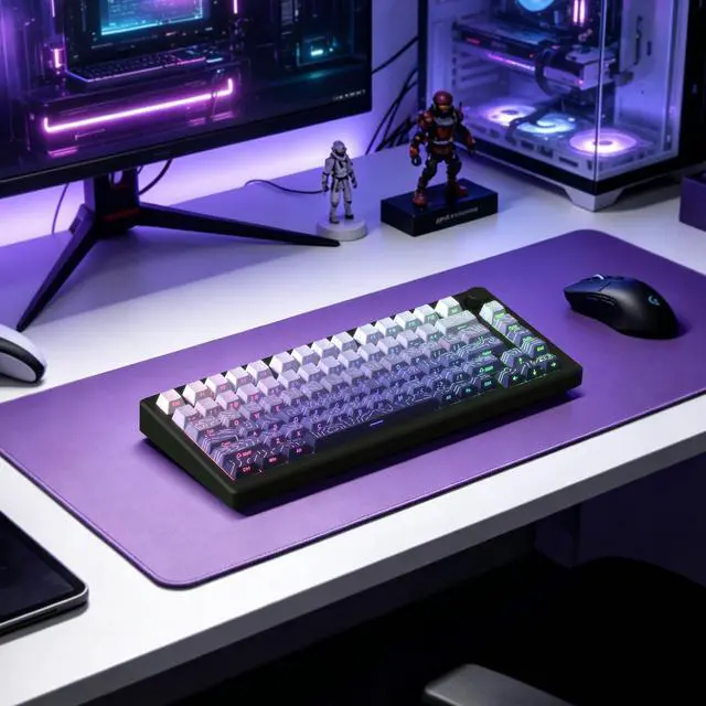 Alt view image 3 of 6 - Womier Lavender Purple keycap Sets,Line Backlit,Shine Through Keyboard Key caps,Side Printed,Cherry Profile keycaps for Mechanical Keyboard, Compatible with ANSI/ISO,TKL, Full-Sized Layout
