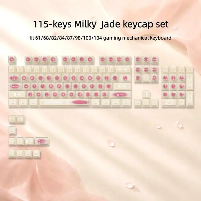 Alt view image 6 of 7 - Womier Beige Jade keycaps Clear, Translucent Jelly PC Keyboard caps,Frost Shine Through keycap Set,115-keys Cherry Profile Custom keycap for 60% 65% 75% 100% Cherry Gateron MX Mechanical Keyboard