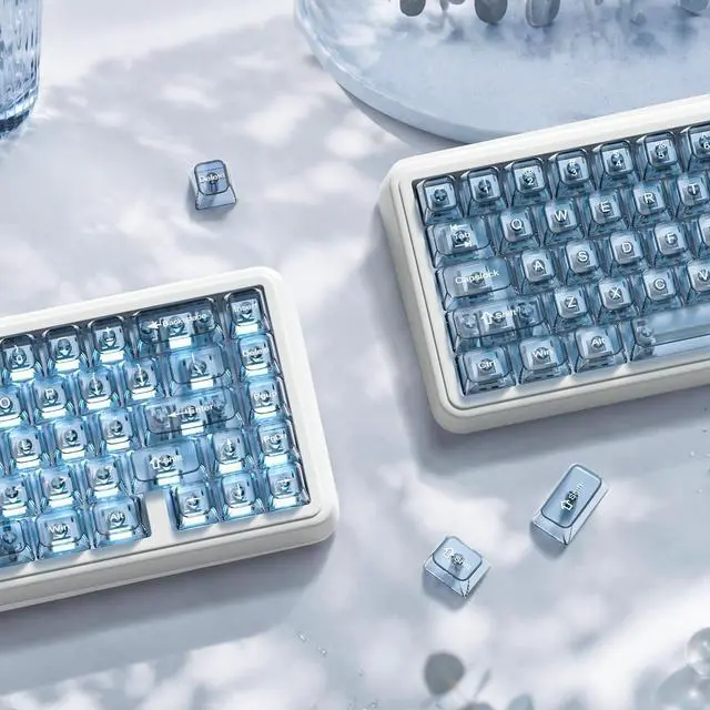Alt view image 5 of 7 - Womier Slate Blue Clear keycaps,Transparent Keyboard keycaps,Jelly Key caps Set,Shine Through keycap,MDA Profile Keyboard caps for Mx Switches Mechanical Keyboard(115key)