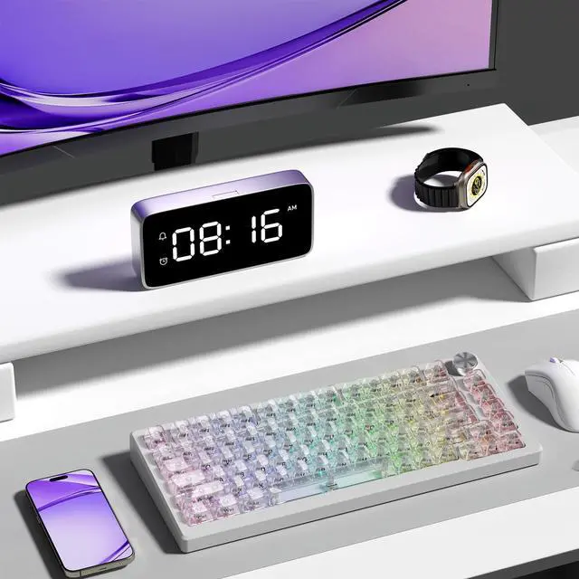 Alt view image 5 of 7 - Womier Clear keycaps,Transparent Keyboard keycaps,Jelly Key caps Set,Shine Through keycap,MDA Profile Keyboard caps for Mx Switches Mechanical Keyboard(White,Side Printed)