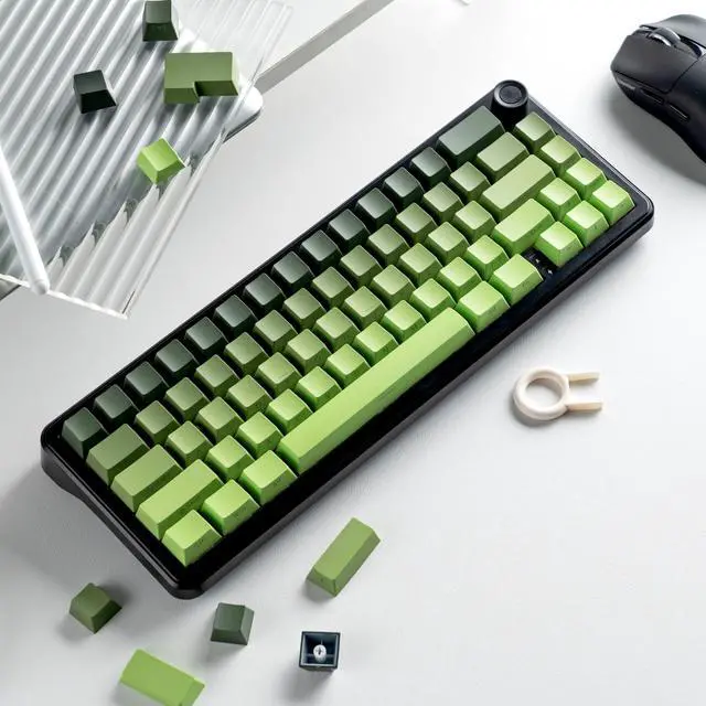 Alt view image 6 of 6 - Womier Double Shot PBT Keycaps Set, Shine Through Keyboard keycaps,Side Printed Custom Key caps 60% 75% 100%,OEM Profile Japanese keycap for Mechanical Keyboard MX Switch,Matcha Green