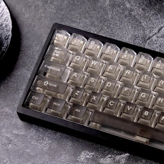 Main image of Womier Gradient Grey Translucent keycaps,Shine Through Keyboard keycaps 60 75 100%,Frosted Key caps Set,Cherry Profile Keyboard caps for Mx Switches Mechanical Keyboard(115key)