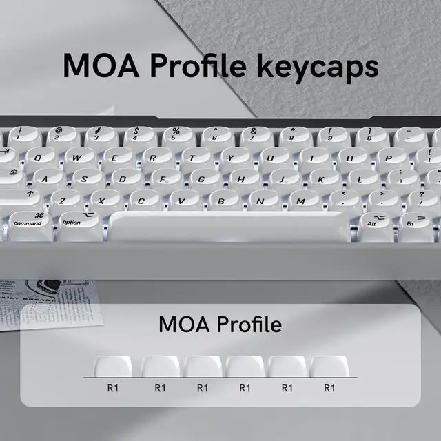 Alt view image 5 of 7 - Womier White PBT Keycap Set,Glossy Custom Keycaps Ceramic Style, Dye Sublimation Keyboard Key caps 131-key,MOA Profile Keycaps for 100% 75% 65% 60% TKL US Layout Mechanical Keyboard