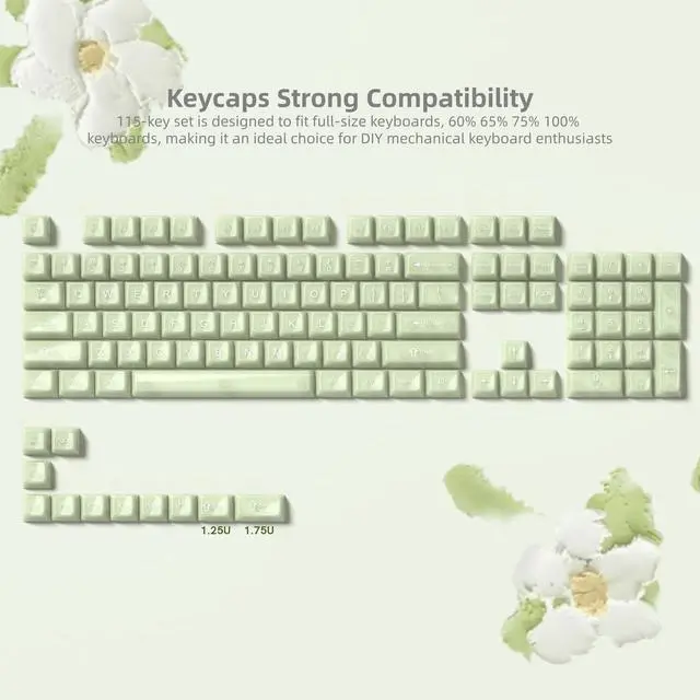Alt view image 4 of 7 - Womier Keyboard Keycaps Jelly,Ceramic Keycaps Style Clear Green Keycap | Matcha Green Shine Through Custom 60 65 75 100 Percent for Cherry MX, Outemu, Gateron Mechanical Keyboards (MDA Profile)