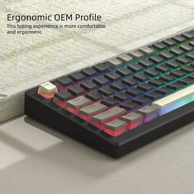 Alt view image 3 of 6 - Womier PBT Shine Through Keycaps for Mechanical Keyboard, Pudding Keycaps | Keycaps 60% 75% 100% Keyboard 143 Keys,Custom Keycap Set OEM Profile for Gateron Cherry MX Switches,Grey Brown-Only Key caps