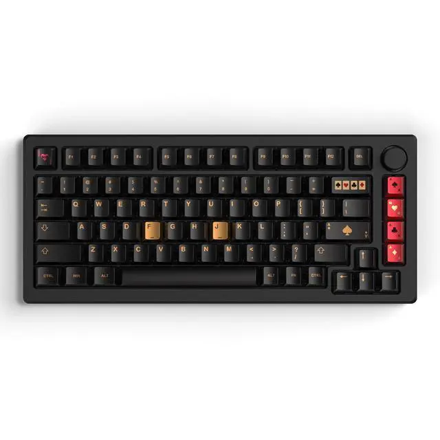 Alt view image 6 of 6 - Womier Keyboard keycaps Set, Double Shot PBT keycaps,Cherry Profile Custom Key caps 60 65 75 Percent for Cherry-mx 61/66/68/75/87 Retro Mechanical Keyboard,Black Poker Metal Coating