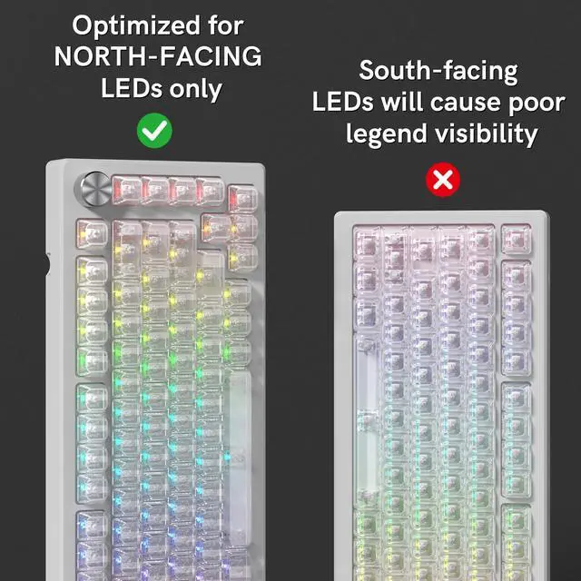 Alt view image 6 of 7 - Womier Clear keycaps,Transparent Keyboard keycaps,Jelly Key caps Set,Shine Through keycap,MDA Profile Keyboard caps for Mx Switches Mechanical Keyboard(White,Side Printed)