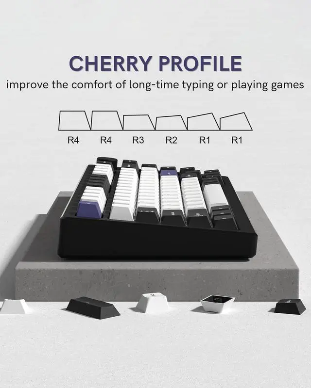 Alt view image 4 of 7 - Womier Double Shot PBT Keycaps Set 138 Keys, Cherry Profile Custom Keycaps 60 65 75 100 Percent for 61/64/68/84/87/100/104/108 Retro Gaming Mechanical Keyboard (Black White2)