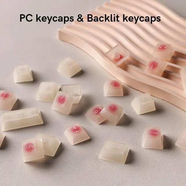 Alt view image 7 of 7 - Womier Beige Jade keycaps Clear, Translucent Jelly PC Keyboard caps,Frost Shine Through keycap Set,115-keys Cherry Profile Custom keycap for 60% 65% 75% 100% Cherry Gateron MX Mechanical Keyboard