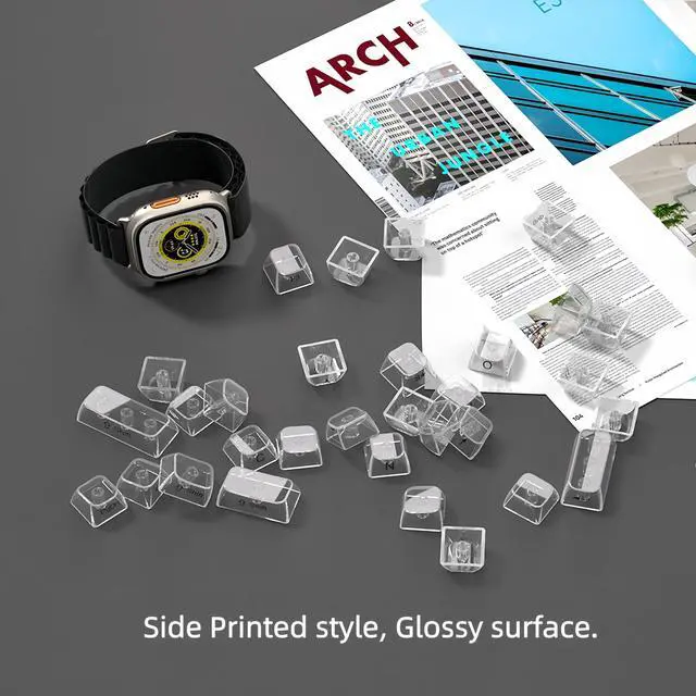 Alt view image 7 of 7 - Womier Clear keycaps,Transparent Keyboard keycaps,Jelly Key caps Set,Shine Through keycap,MDA Profile Keyboard caps for Mx Switches Mechanical Keyboard(White,Side Printed)