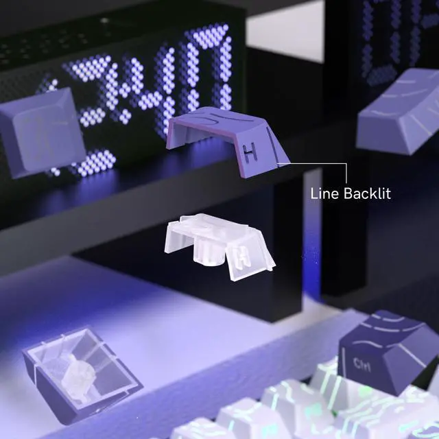 Alt view image 6 of 6 - Womier Lavender Purple keycap Sets,Line Backlit,Shine Through Keyboard Key caps,Side Printed,Cherry Profile keycaps for Mechanical Keyboard, Compatible with ANSI/ISO,TKL, Full-Sized Layout