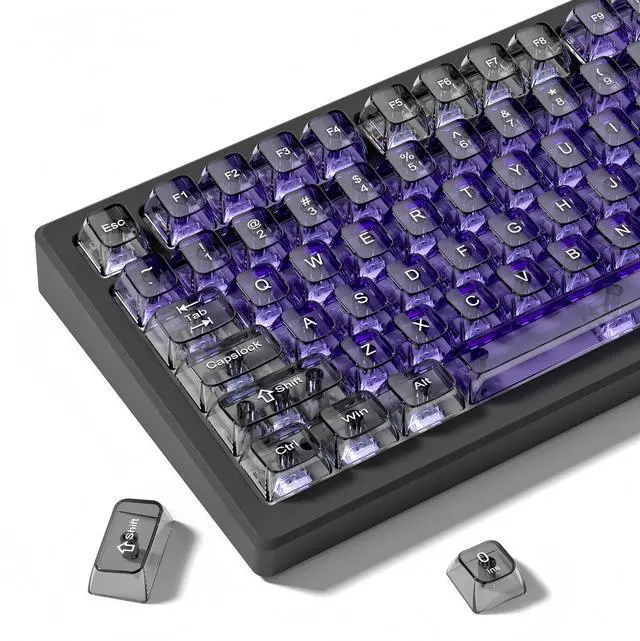 Main image of Womier Clear keycaps,Transparent Keyboard keycaps,Jelly Key caps Set,Shine Through keycap,MDA Profile Keyboard caps for Mx Switches Mechanical Keyboard (Purple and Grey)