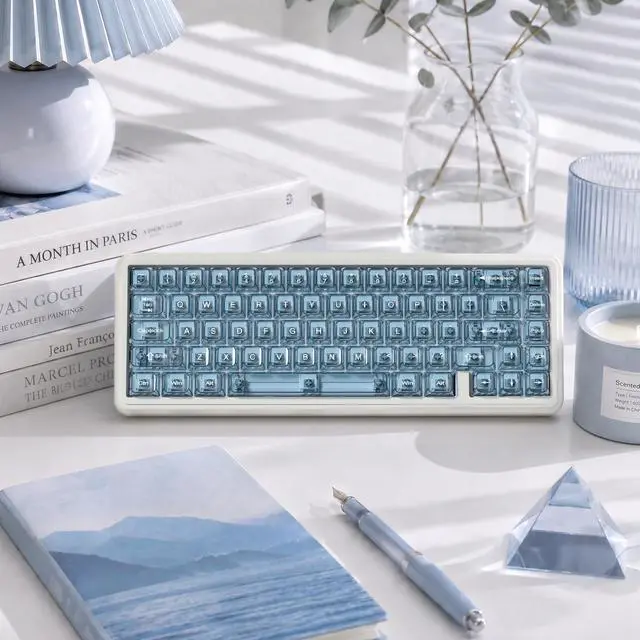 Alt view image 7 of 7 - Womier Slate Blue Clear keycaps,Transparent Keyboard keycaps,Jelly Key caps Set,Shine Through keycap,MDA Profile Keyboard caps for Mx Switches Mechanical Keyboard(115key)