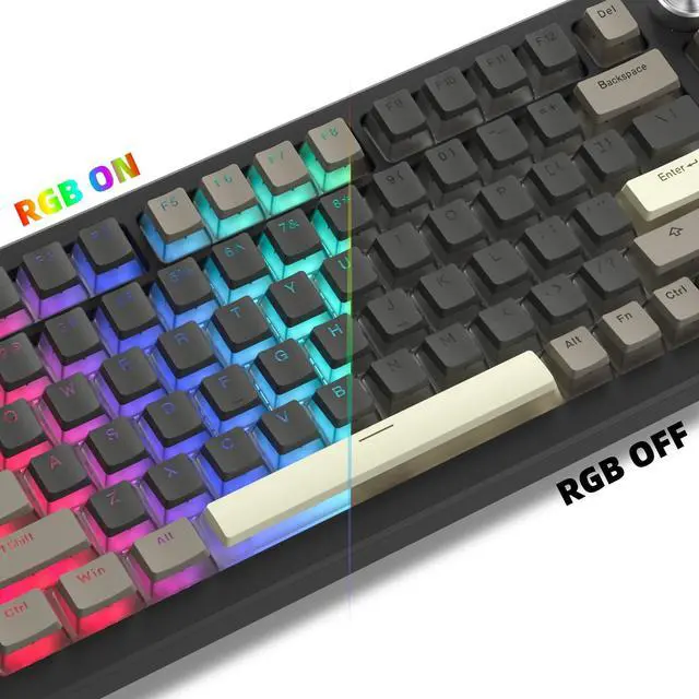 Alt view image 5 of 6 - Womier PBT Shine Through Keycaps for Mechanical Keyboard, Pudding Keycaps | Keycaps 60% 75% 100% Keyboard 143 Keys,Custom Keycap Set OEM Profile for Gateron Cherry MX Switches,Grey Brown-Only Key caps