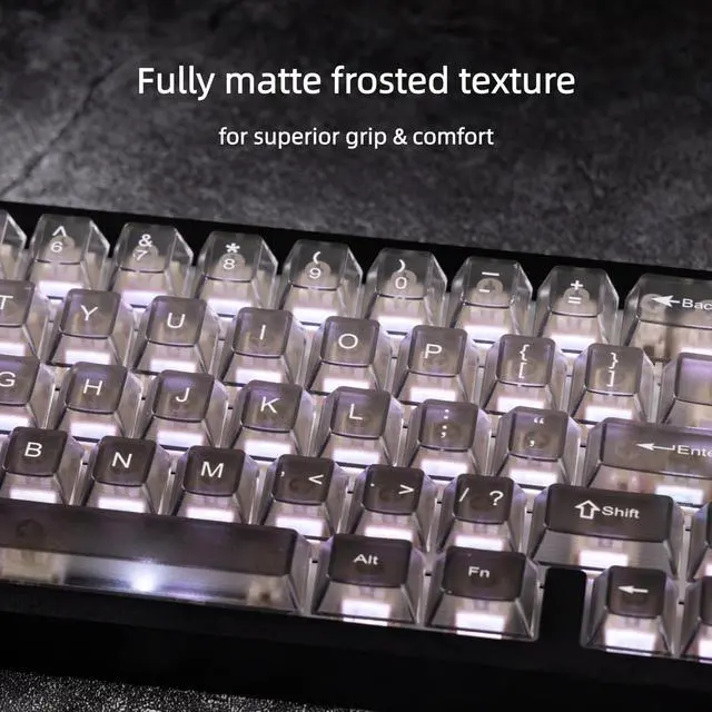 Alt view image 3 of 7 - Womier Gradient Grey Translucent keycaps,Shine Through Keyboard keycaps 60 75 100%,Frosted Key caps Set,Cherry Profile Keyboard caps for Mx Switches Mechanical Keyboard(115key)