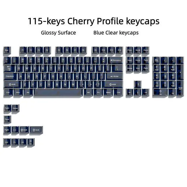 Alt view image 2 of 7 - Womier Dark Blue Clear Keyboard keycaps,Transparent keycaps 60 75 100 Percent,Crystal Jelly Key Cap Set,Shine Through Key caps.,Cherry Profile Key caps for Mx Switches Mechanical Keyboard