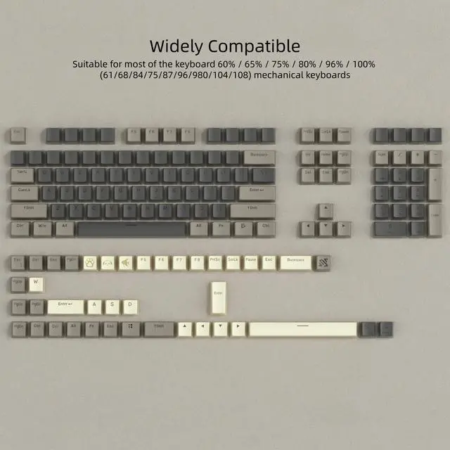Alt view image 6 of 6 - Womier PBT Shine Through Keycaps for Mechanical Keyboard, Pudding Keycaps | Keycaps 60% 75% 100% Keyboard 143 Keys,Custom Keycap Set OEM Profile for Gateron Cherry MX Switches,Grey Brown-Only Key caps
