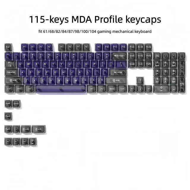 Alt view image 2 of 7 - Womier Clear keycaps,Transparent Keyboard keycaps,Jelly Key caps Set,Shine Through keycap,MDA Profile Keyboard caps for Mx Switches Mechanical Keyboard (Purple and Grey)