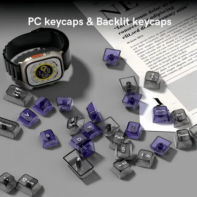 Alt view image 3 of 7 - Womier Clear keycaps,Transparent Keyboard keycaps,Jelly Key caps Set,Shine Through keycap,MDA Profile Keyboard caps for Mx Switches Mechanical Keyboard (Purple and Grey)