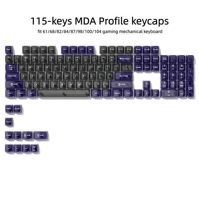 Alt view image 2 of 7 - Womier Transparent Black Purple Keycaps,Glossy Jelly Key caps Clear | Shine Through keyboard keycaps translucent,MDA Profile,115 keys PC keycaps for Mechanical Keyboard with MX Switches
