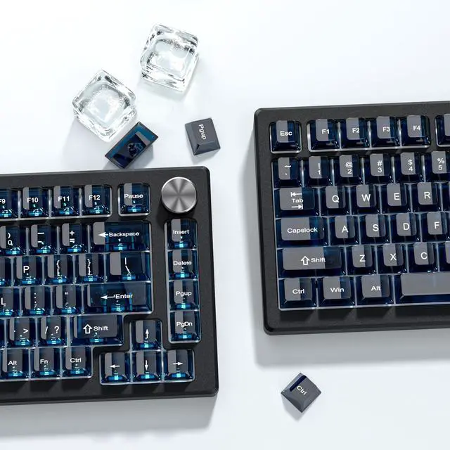 Alt view image 5 of 7 - Womier Dark Blue Clear Keyboard keycaps,Transparent keycaps 60 75 100 Percent,Crystal Jelly Key Cap Set,Shine Through Key caps.,Cherry Profile Key caps for Mx Switches Mechanical Keyboard