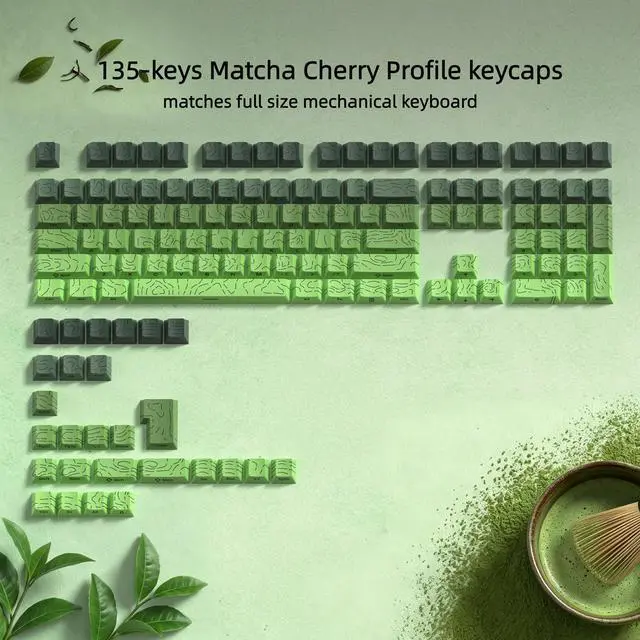 Alt view image 2 of 5 - Womier Matcha Green Topographic keycap Sets,Line Backlit Gradient keycaps,Shine Through Keyboard Keys,Side Printed Key caps Cherry Profile for 61/64/66/68/71/75/84/87/100/104 Mechanical Keyboards