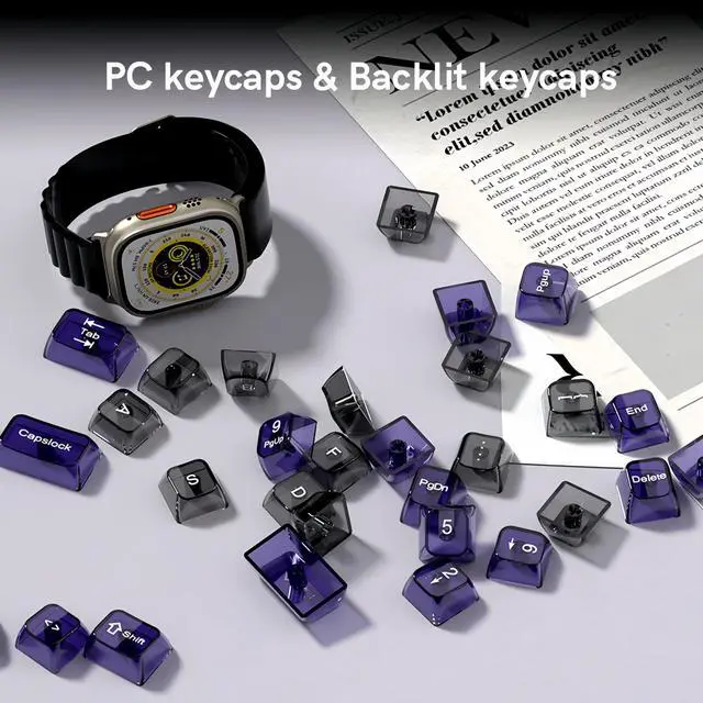 Alt view image 3 of 7 - Womier Transparent Black Purple Keycaps,Glossy Jelly Key caps Clear | Shine Through keyboard keycaps translucent,MDA Profile,115 keys PC keycaps for Mechanical Keyboard with MX Switches