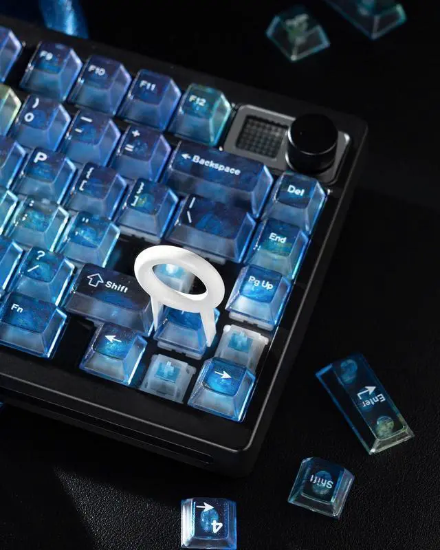 Alt view image 3 of 7 - Womier Blue Transparent Keycaps 115 Keys Starry Sky Shine-Through, Cherry Profile PC Keycap Set for MX Switch Mechanical Keyboard, Fits 60% 65% 75% 80% 100% Layouts