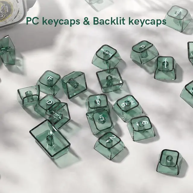 Alt view image 6 of 7 - Womier Mint Green Clear Keycaps Set,Glossy Jelly Keyboard keycaps | Tranlucent keyboard caps ceramic style,MDA Profile,115 keys PC keycaps for Mechanical Keyboard with MX Switches
