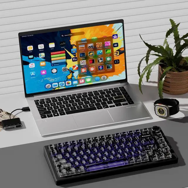 Alt view image 6 of 7 - Womier Clear keycaps,Transparent Keyboard keycaps,Jelly Key caps Set,Shine Through keycap,MDA Profile Keyboard caps for Mx Switches Mechanical Keyboard (Purple and Grey)