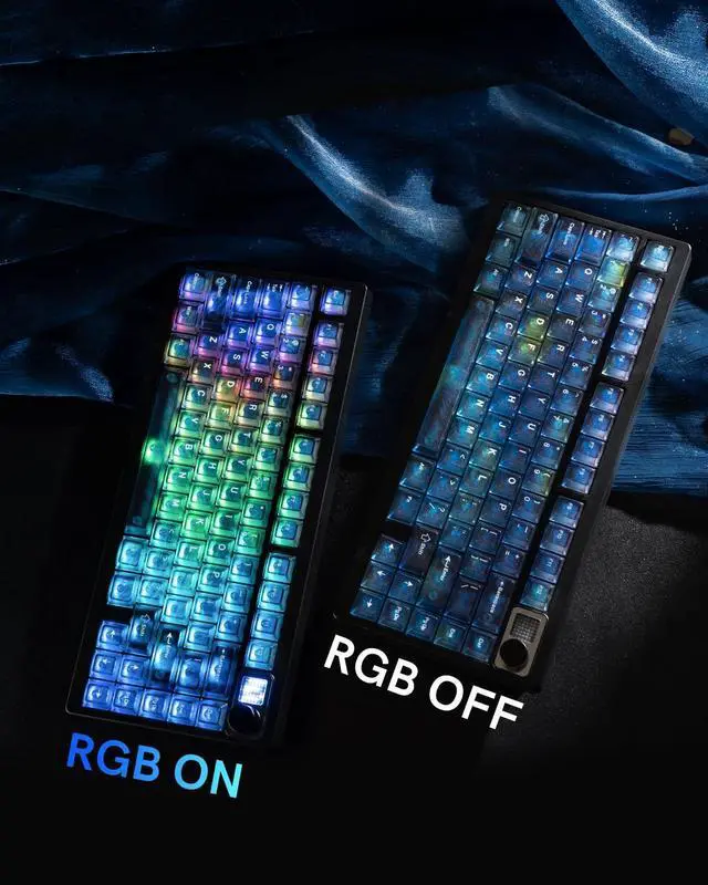 Alt view image 4 of 7 - Womier Blue Transparent Keycaps 115 Keys Starry Sky Shine-Through, Cherry Profile PC Keycap Set for MX Switch Mechanical Keyboard, Fits 60% 65% 75% 80% 100% Layouts