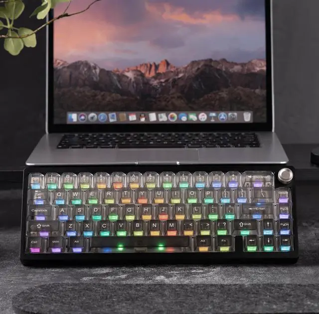 Alt view image 6 of 7 - Womier Gradient Grey Translucent keycaps,Shine Through Keyboard keycaps 60 75 100%,Frosted Key caps Set,Cherry Profile Keyboard caps for Mx Switches Mechanical Keyboard(115key)