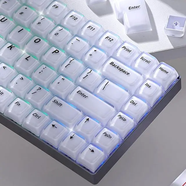 Main image of Womier Thick Jelly Keycaps Frosted, White Custom Shine Through Keycaps | Keycaps for Mechanical Keyboard Caps, CSA Profile 132-Keycap Set with US/UK Layout for 60%/65%/75%/Full Keybord(Only Keycaps)