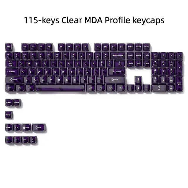 Alt view image 2 of 7 - Womier Dark Purple Clear Keycaps,Glossy Jelly Key caps tranlucent Set | Transparent keyboard keycaps ceramic style,MDA Profile,115 keys PC keycaps for Mechanical Keyboard with MX Switches