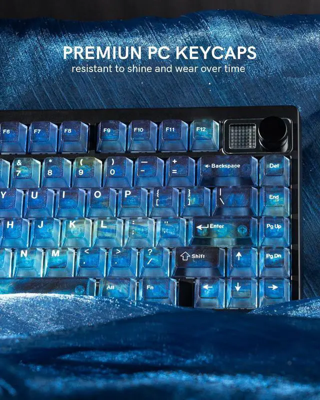 Alt view image 5 of 7 - Womier Blue Transparent Keycaps 115 Keys Starry Sky Shine-Through, Cherry Profile PC Keycap Set for MX Switch Mechanical Keyboard, Fits 60% 65% 75% 80% 100% Layouts