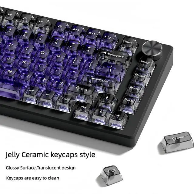 Alt view image 7 of 7 - Womier Clear keycaps,Transparent Keyboard keycaps,Jelly Key caps Set,Shine Through keycap,MDA Profile Keyboard caps for Mx Switches Mechanical Keyboard (Purple and Grey)