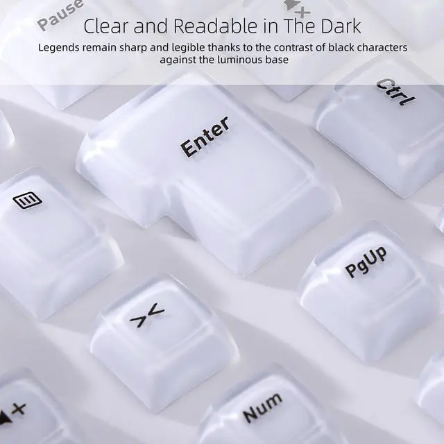 Alt view image 2 of 6 - Womier Thick Jelly Keycaps Frosted, White Custom Shine Through Keycaps | Keycaps for Mechanical Keyboard Caps, CSA Profile 132-Keycap Set with US/UK Layout for 60%/65%/75%/Full Keybord(Only Keycaps)