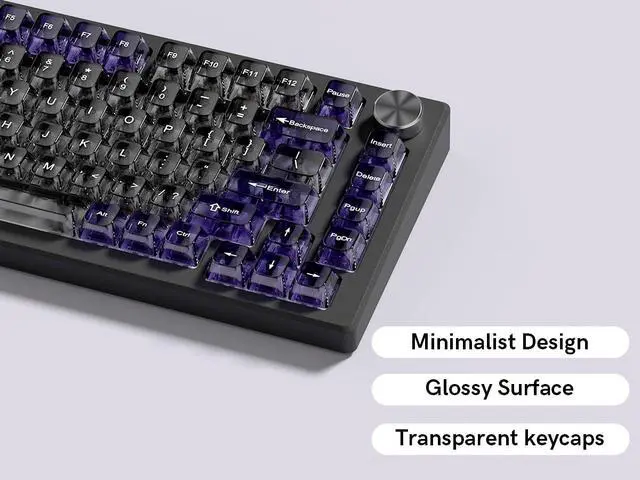 Alt view image 5 of 7 - Womier Transparent Black Purple Keycaps,Glossy Jelly Key caps Clear | Shine Through keyboard keycaps translucent,MDA Profile,115 keys PC keycaps for Mechanical Keyboard with MX Switches