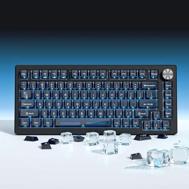 Alt view image 7 of 7 - Womier Dark Blue Clear Keyboard keycaps,Transparent keycaps 60 75 100 Percent,Crystal Jelly Key Cap Set,Shine Through Key caps.,Cherry Profile Key caps for Mx Switches Mechanical Keyboard