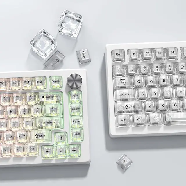 Alt view image 3 of 7 - Womier White Clear Keyboard keycaps,Transparent Key caps 60 75 100 Percent,Crystal Jelly Keycap Set,Shine Through Key caps.,Cherry Profile Keyboard caps for Mx Switches Mechanical Keyboard