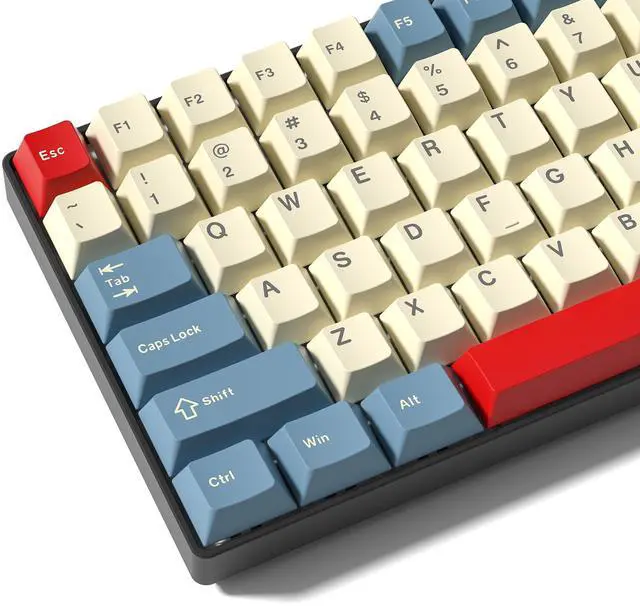 Main image of Womier PBT Keycaps Set, Doubleshot 137 Key Caps,Cherry Profile Custom Keycap for 61/64/68/84/87/100/104/108 Mechanical Keyboard, Compatiability for 60 65 75 100 Percent Keyboads (White Blue Red)