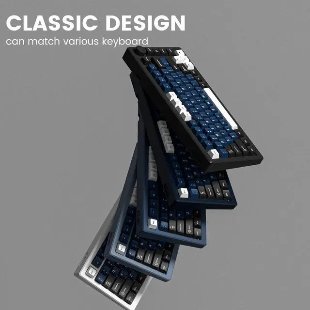 Alt view image 6 of 7 - Womier Keyboard keycaps Set, Double Shot PBT keycaps,Cherry Profile Custom Key caps 60 65 75 100 Percent for Cherry-mx Full Size Retro Mechanical Keyboard,Black/Blue/White,138-keys