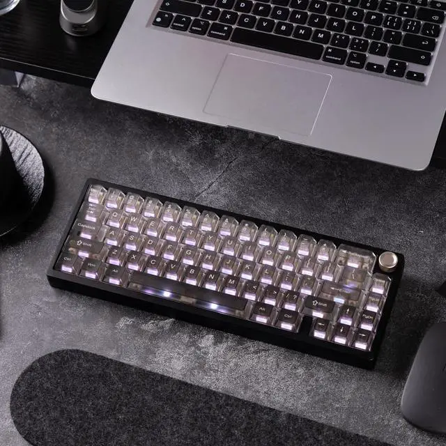 Alt view image 7 of 7 - Womier Gradient Grey Translucent keycaps,Shine Through Keyboard keycaps 60 75 100%,Frosted Key caps Set,Cherry Profile Keyboard caps for Mx Switches Mechanical Keyboard(115key)