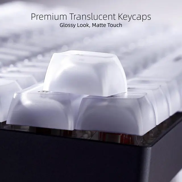 Alt view image 4 of 6 - Womier Thick Jelly Keycaps Frosted, White Custom Shine Through Keycaps | Keycaps for Mechanical Keyboard Caps, CSA Profile 132-Keycap Set with US/UK Layout for 60%/65%/75%/Full Keybord(Only Keycaps)