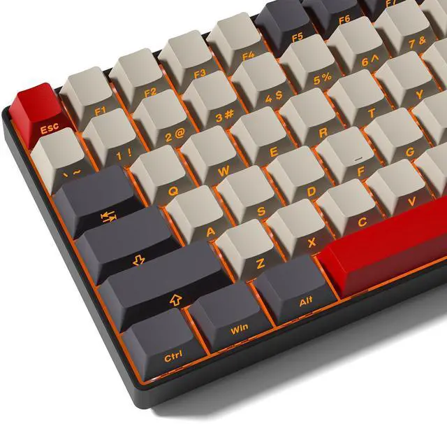 Main image of Womier Shine Through Double Shot PBT Keycaps Set, Cherry Profile Custom Keycaps 60 65 75 100 Percent for 61/64/68/84/87/100/104/108 Retro Gaming Mechanical Keyboard, Purple Gray Red